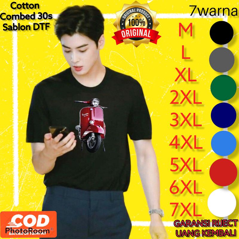 Kaos distro racing vespa pria fashion grosir pendek oblong original baju bigsize jumbo cowok keren p