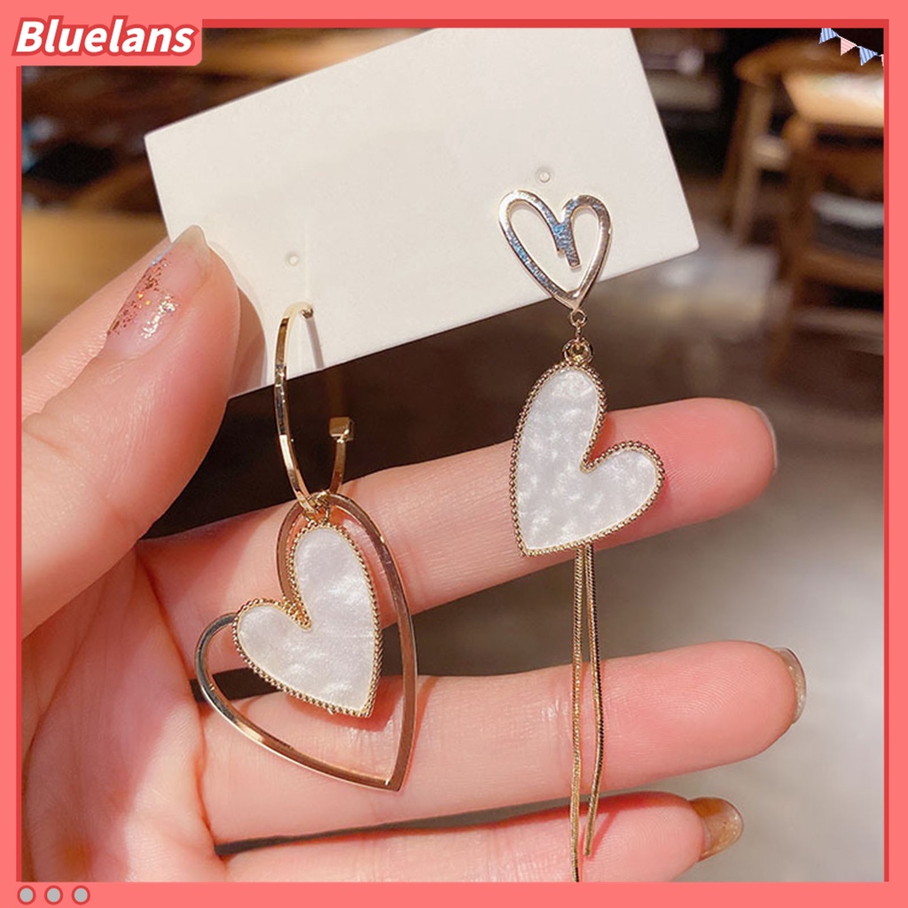 1 Pasang Anting Stud Panjang Asimetris Anti Karat Untuk Wanita