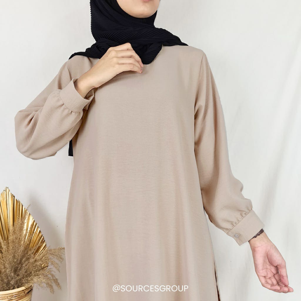 GRISYA DRESS TUNIK TERBARU /ATASAN MUSLIMAH CRINKLE AIRFLOW /OOTDHIJA STYLE (BANYAK SIZE M.L.XL)