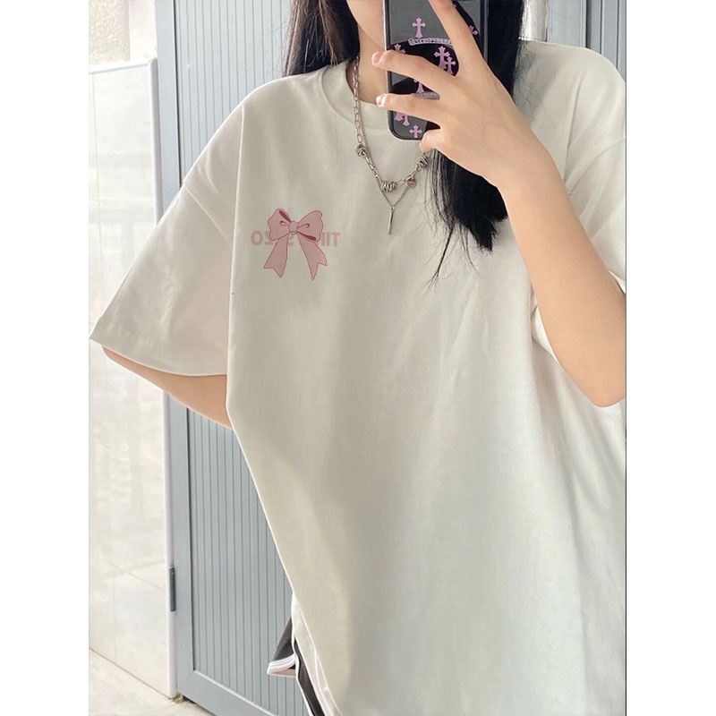 EUNII T-shirt Lengan Pendek Dasi Kupu-Kupu Korean Style/Baju Lengan Pendek Wanita/Baju Wanita/Baju Korean Style