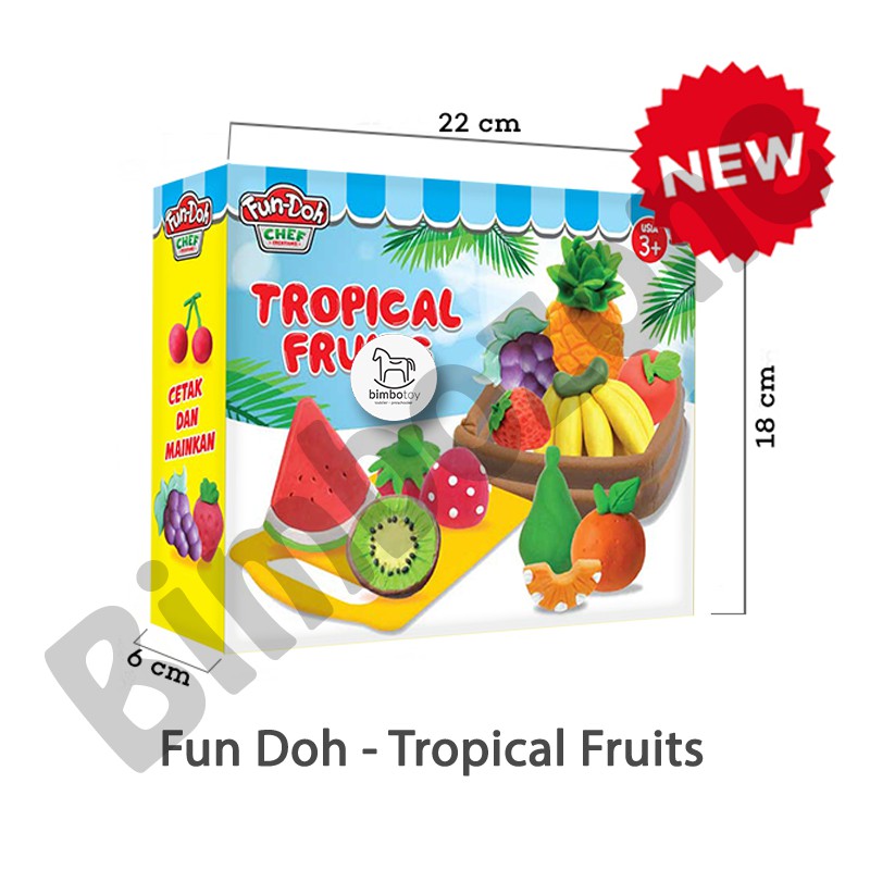 Bimbozone - Mainan Anak Perempuan Mainan lilin Playdoh murah - FUN DOH TROPICAL FRUITS