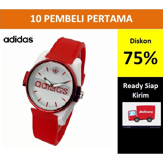 JAM TANGAN WANITA KARET ADIDAS MERAH