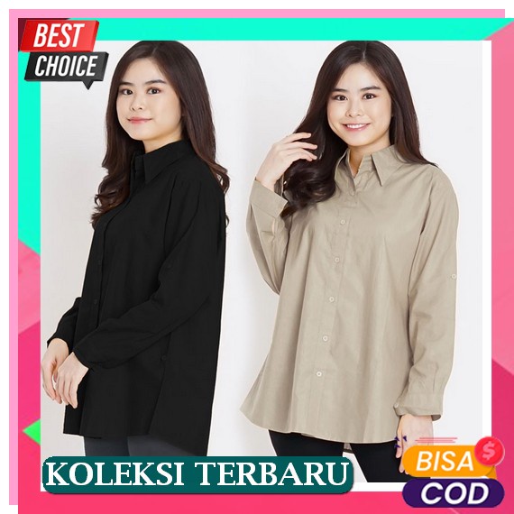 Silky Longsleeve Shirt Kemeja Wanita Casual Lengan Panjang Blouse Wanita Casual Korea Style Polos Le