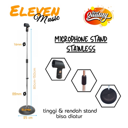 microphone stand stand mic panggung bulat stainless