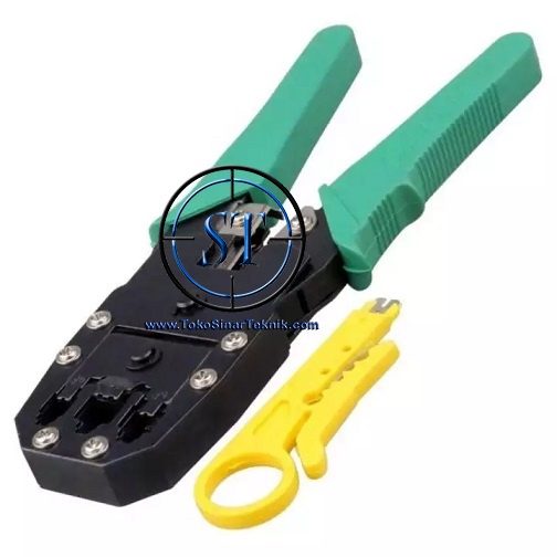 Tang Crimping RJ-45 RJ-11 RJ-12 + Potong ( RJ45 RJ11 RJ12 ) Penjepit Tools Crimp Plus Rotary Stripper Cutter