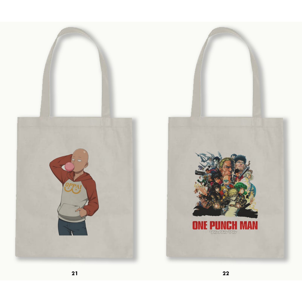 TOTE BAG BLACU  - ONE PUNCH MAN (SAITAMA) .01