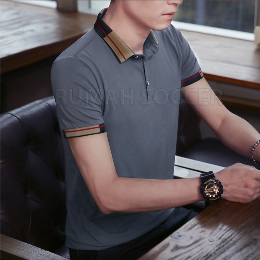 ALTRON - Kaos Pria Formal Lengan Pendek Kerah Polo Shirt Man Dewasa Bahan Katun Adem