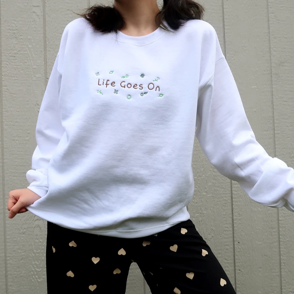 Crewneck Life Goes On BTS Embroidery Idol Kpop Korean Premium Unisex