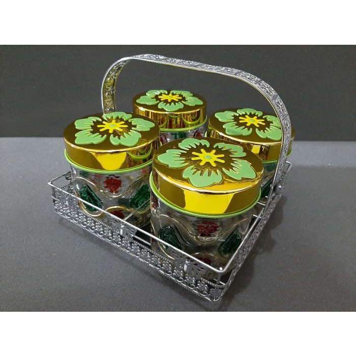 

Souvenir Toples Lebaran/Toples Kue/Toples Hias Kaca Set 4 Hokee Star - Merah