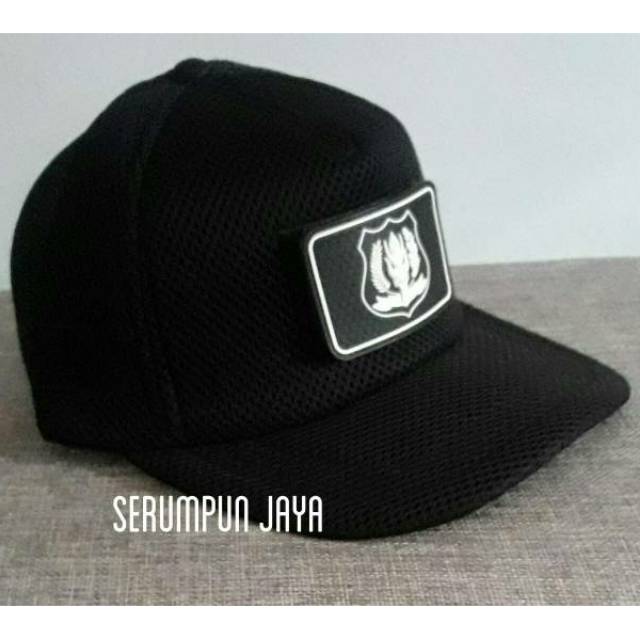 TOPI SECURITY - TOPI SECURITY JARING DOUBLE MESH VELCRO - TOPI SECURITY LOGO PUTIH