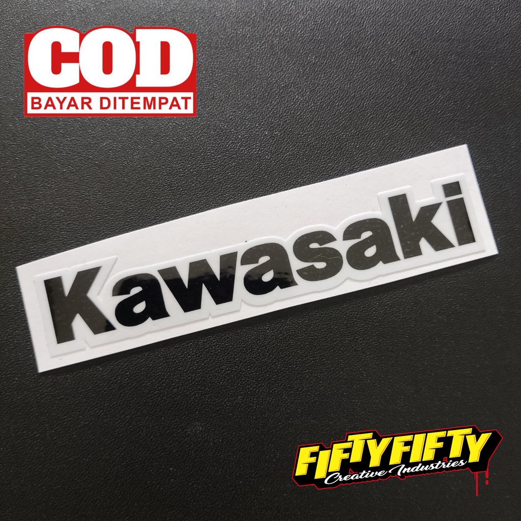 Stiker Print Cut KAWASAKI Stiker Printing Laminasi Glossy Stiker Motor Mobil Helm Sudah Membentuk Pola Desain