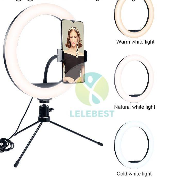 HOT SALE Paket Komplit Ringlight 26cm + Tripod Meja Make Up Vlog Lampu Ringlight 26cm