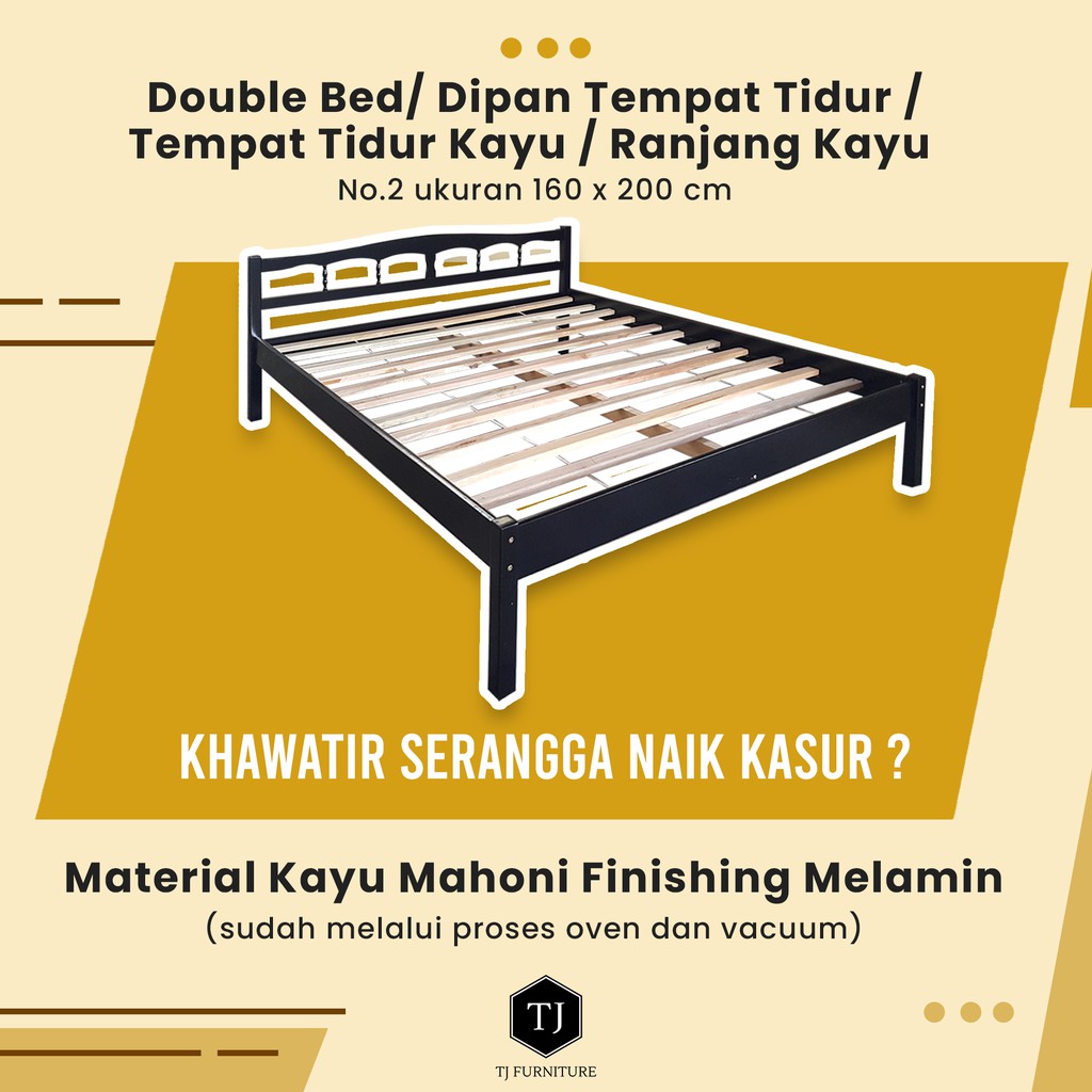 Ranjang Tidur Dipan Kayu Double Bed No 2 Uk 160x200cm Ranjang Tidur Dipan Kayu Double Bed No 2 Uk 160x200cm