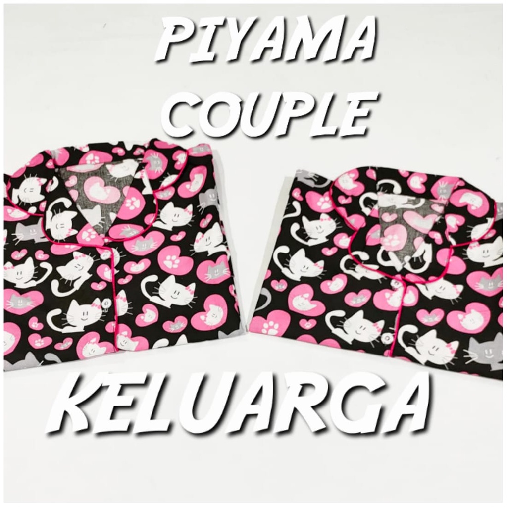 baju tidur piyama couple keluarga setelan celana panjang set piama anak lengan pendek piayama