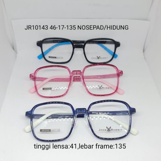 Frame kacamata fashion JACK RABBIT JR10143 46-17-135 nosepad hidung elastis lentur