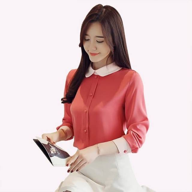 Blouse Wanita Lengan Panjang | Blouse Atasan Pakaian Wanita Baju Blus Atasan Wanita Baju Model Korea