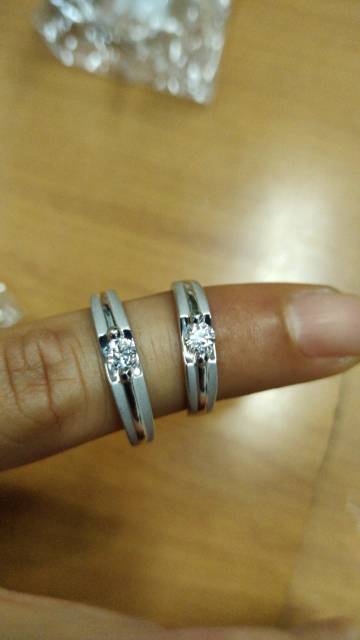 Cincin tunangan nikah kawin simpel permata anak dan dewasa emas putih asli kadar 750 75% 16k 22 surabaya permata