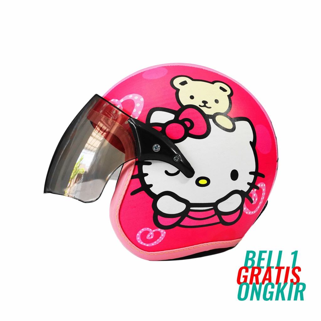 Helm Anak Cewek Standart Kaca Half Face Scoopy Original Karakter Hello Kitty