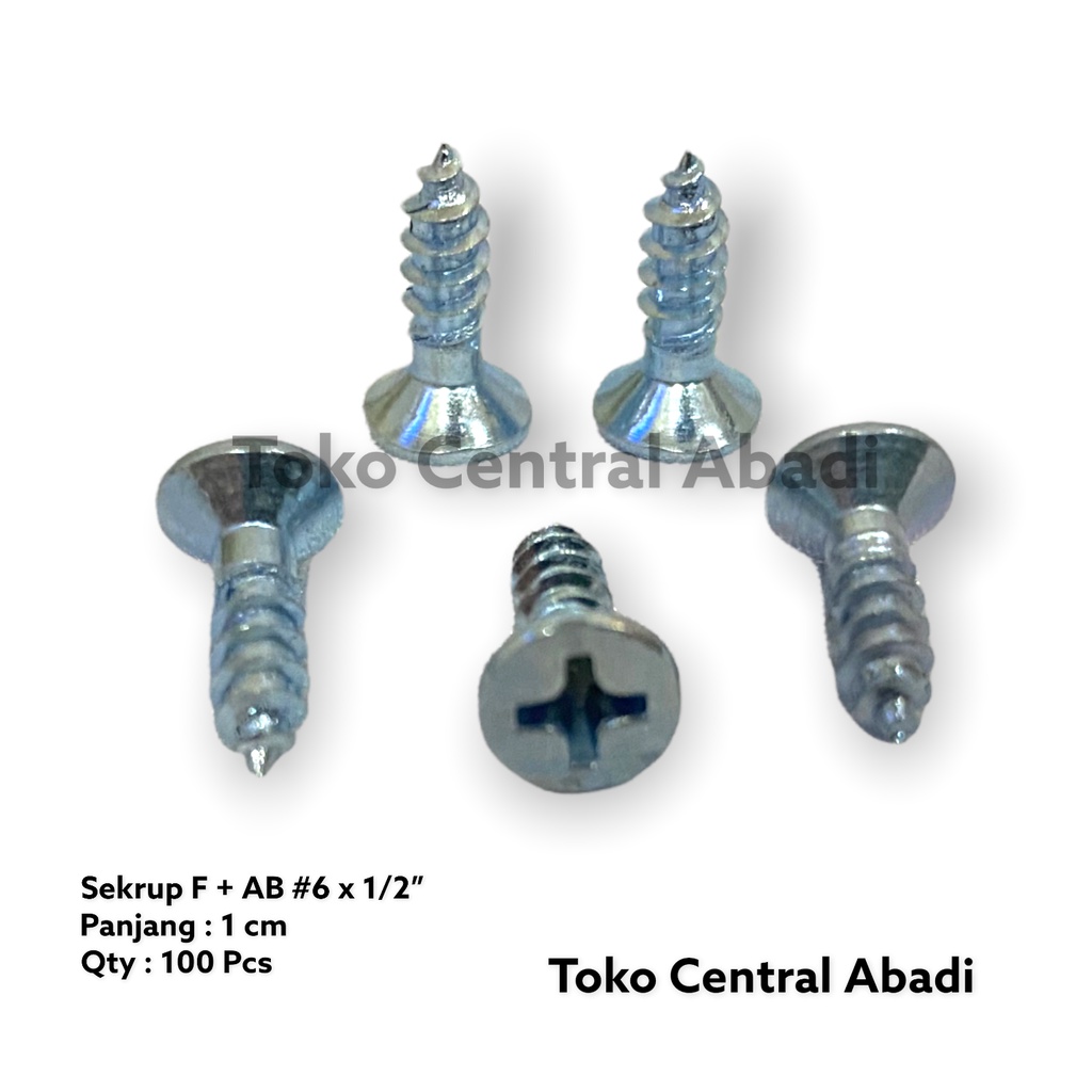 Sekrup F + AB # 6 X 1/2" isi 100 pcs / Sekrup GRC /  Sekrup Gypsum / Sekrup Kayu / Sekrup Kecil / Se