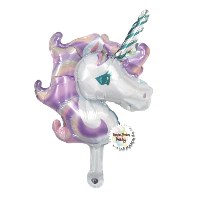 Balon Foil Kepala Unicorn / Kuda Unicorn / Pegasus Ungu Mini