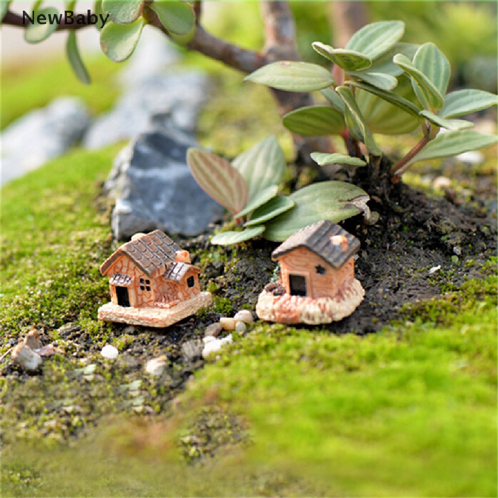 Newbaby 3Pcs Miniatur Rumah Kecil Untuk Dekorasi Taman Minifairy Garden