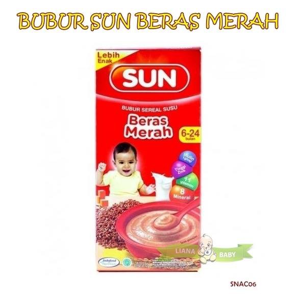 SNAC06 BUBUR SUN BERAS MERAH BUBUR BAYI/ BUBUR SEREAL SUSU 120GR RASA AYAM KAMPUNG & BAYAM/ RASA LIW