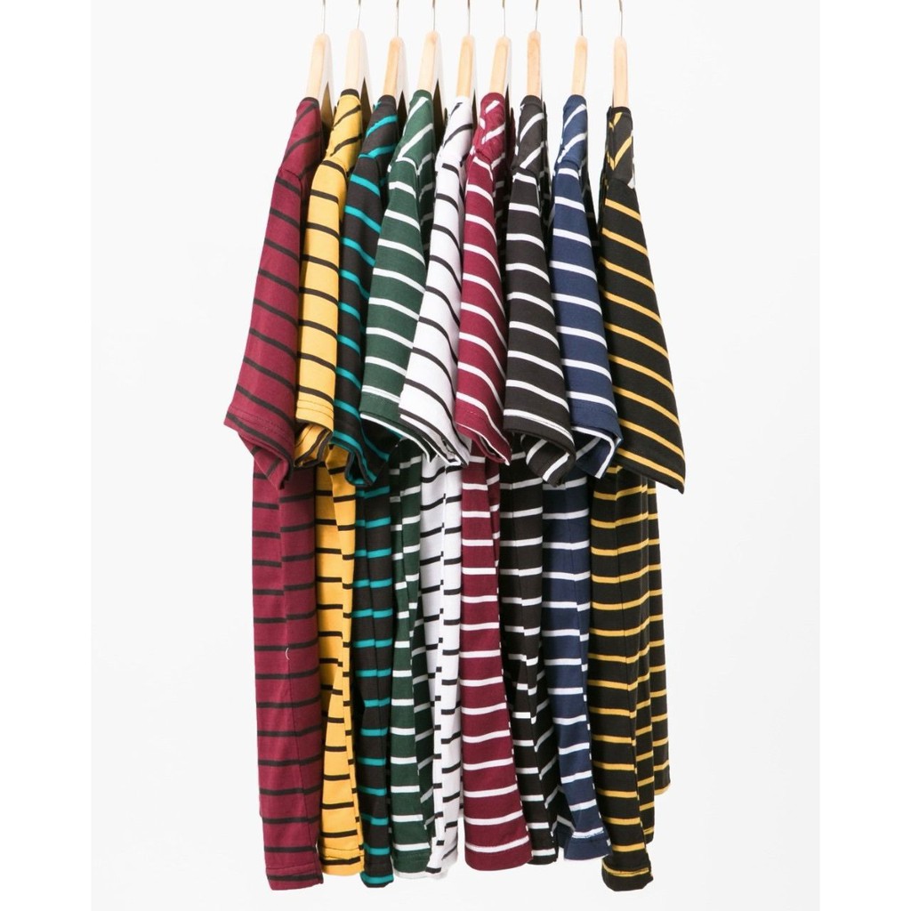 Ribsgold Kaos Pria Salur Lengan Pendek Tshirt Stripe V-14