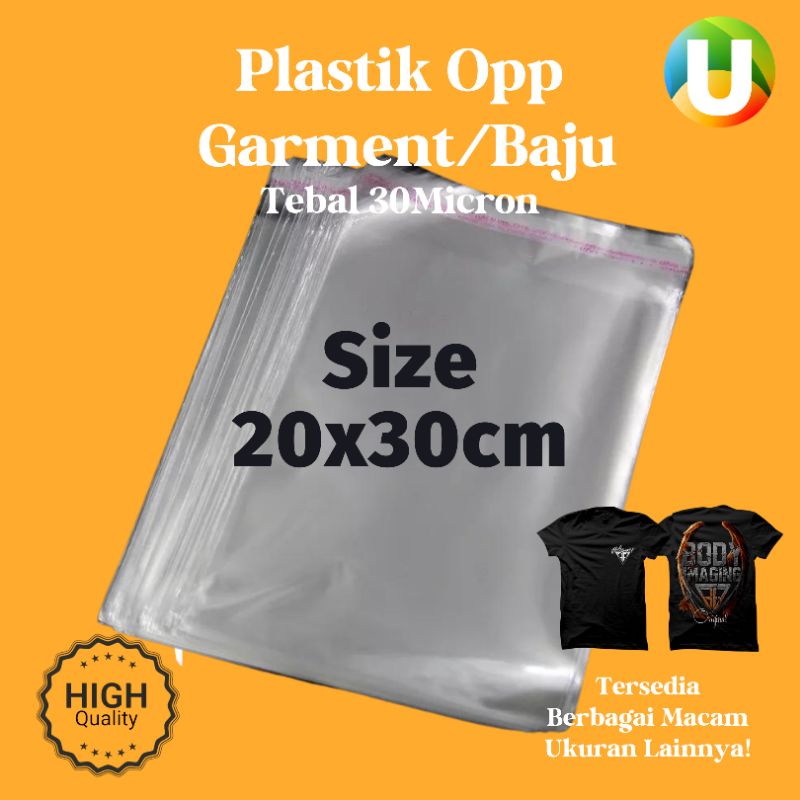 [Isi 100Pcs] PLASTIK OPP 20x30+3cm(LEM) Perekat Bening Pakaian Hem Baju Kaos Jaket Souvenir Seal Lem