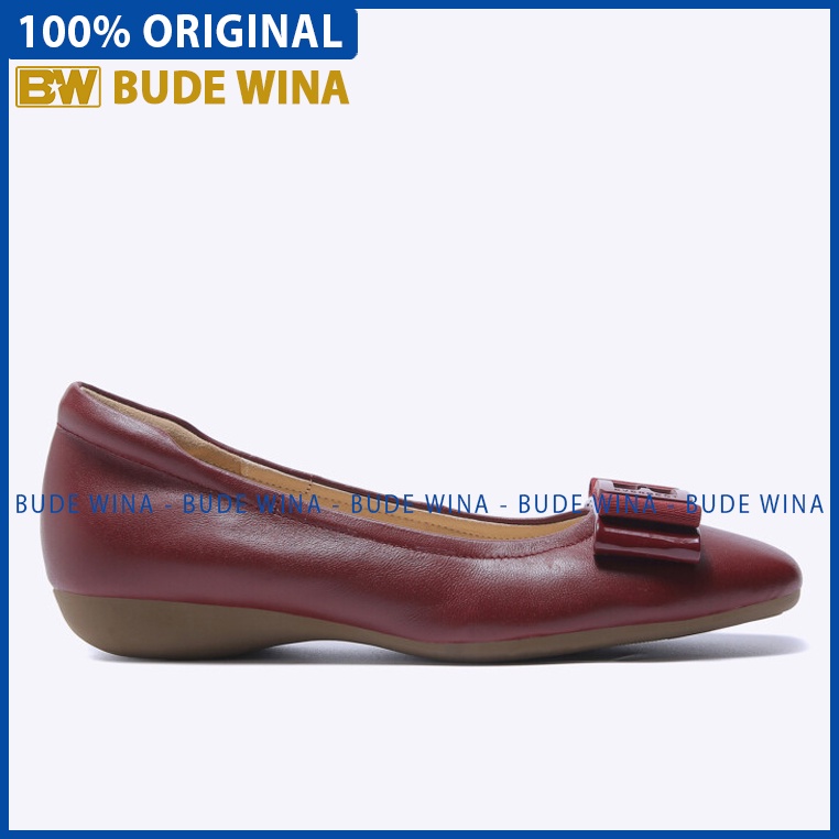 SEPATU FLAT SHOES KULIT EVERBEST WANITA ORIGINAL CASUAL BRANDED ASLI TERBARU MERAH MAROON EW34
