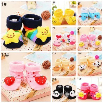 Import Sepatu Bayi Lucu Kaos Kaki Anti Slip Murah Baby Sock Karakter Boneka 3D