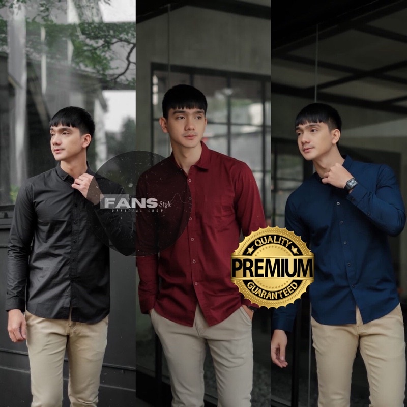 KEMEJA POLOS PRIA LENGAN PANJANG PREMIUM MODERN ORIGINAL