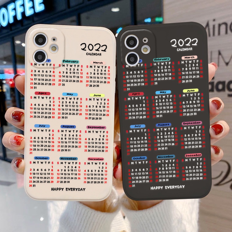 Case Bahan Silikon TPU Desain 2022 Kalender Untuk Realme C25Y C21Y 9i 8i 7i 6i 5i 8 7 5 9 Pro Plus 8 Pro C25 6s 5s C2 C3 50A C21 C15 C20 3011 C20