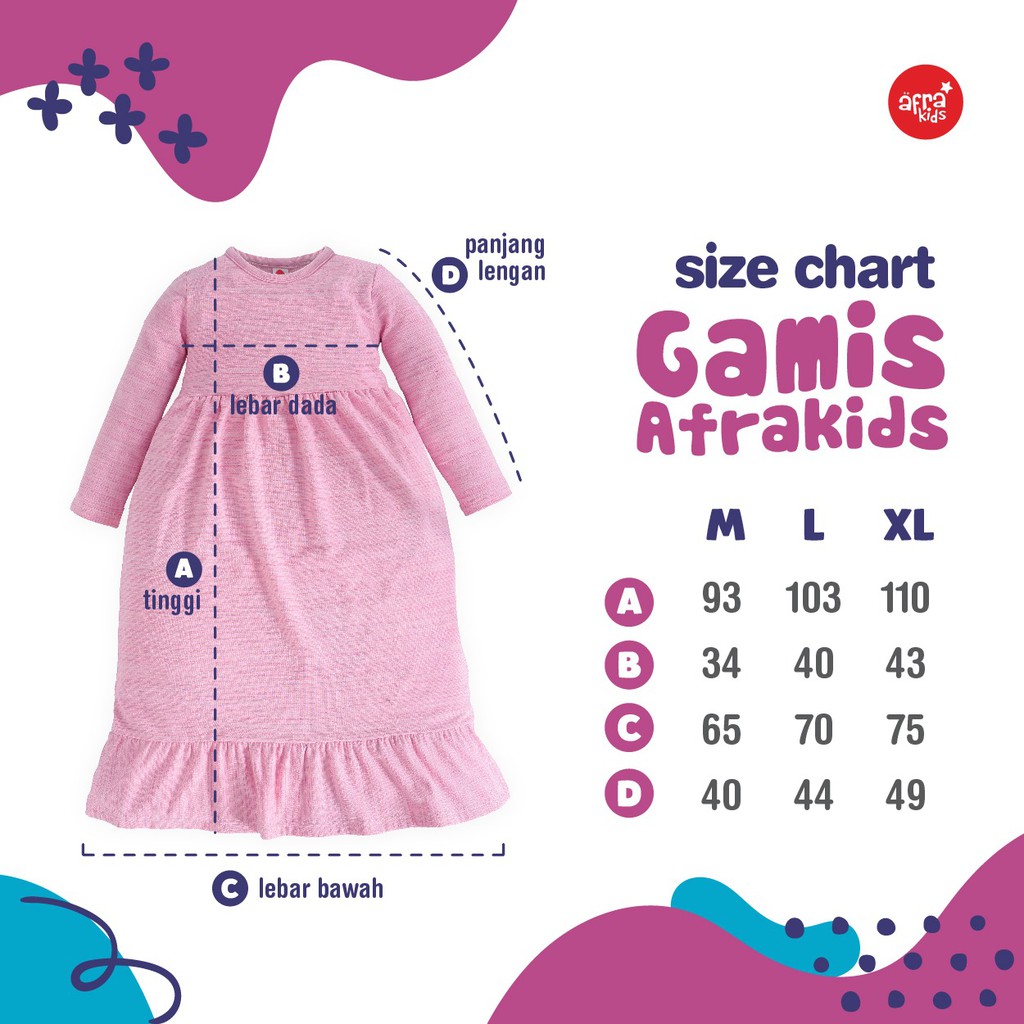 Gamis Anak Muslim AFRAKIDS GA004, GA005 ( Pink &amp; Biru) Bahan Adem, Cocok Untuk Anak