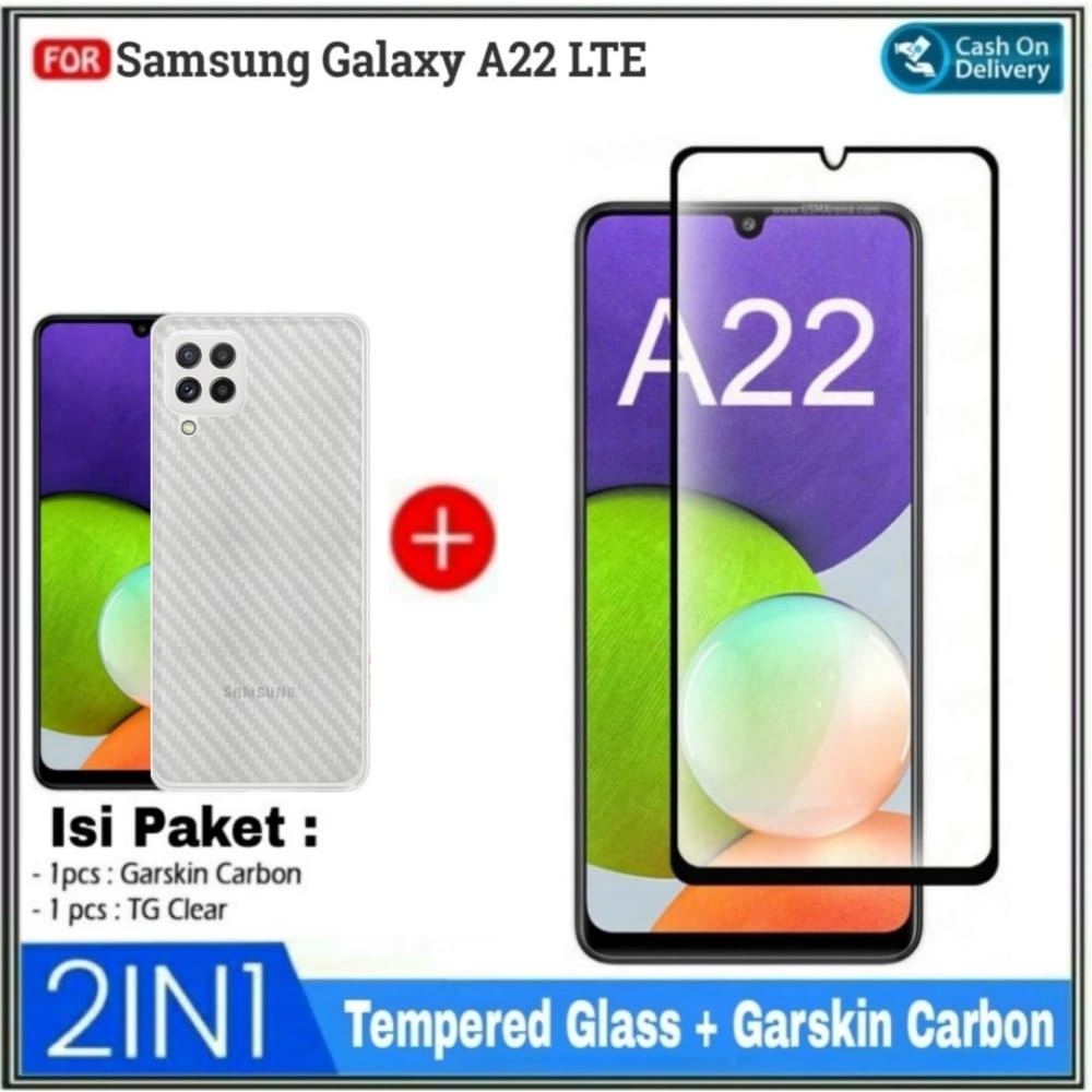 Tempered Glass Samsung A22 LTE A22 4G LTE Bonus Garskin Carbon Protector