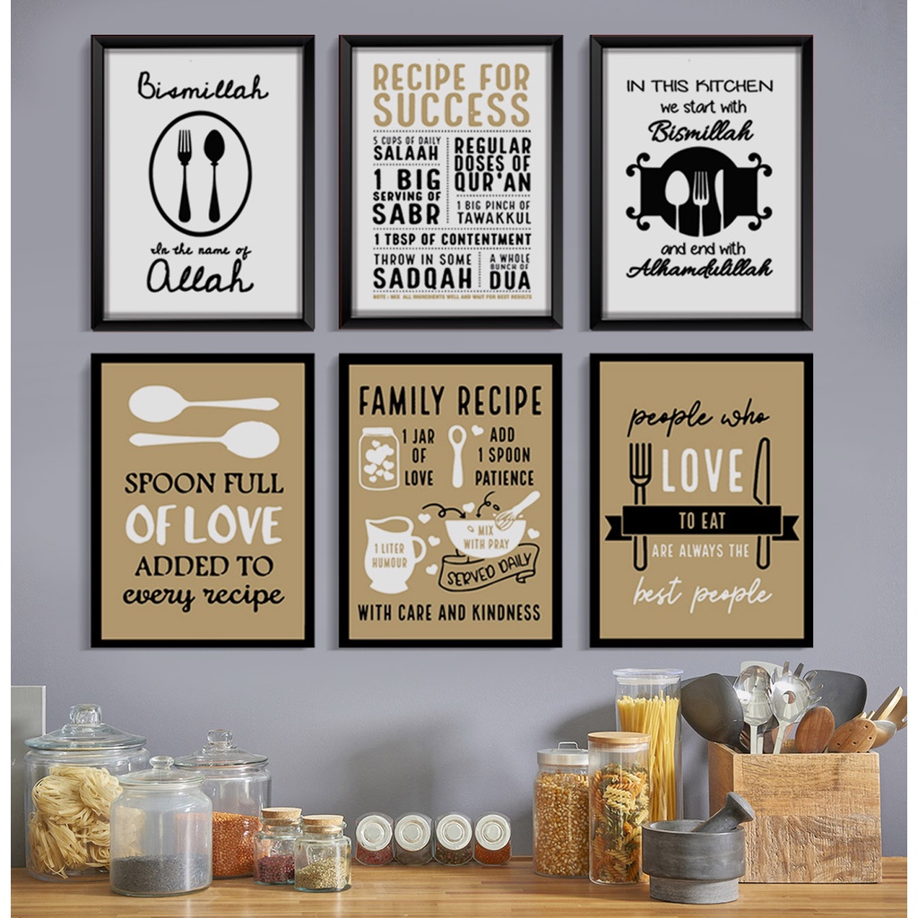 Hiasan Dinding DAPUR Dekorasi Pajangan Qoutes Bismillah Waldecor Tema Food Kitchen