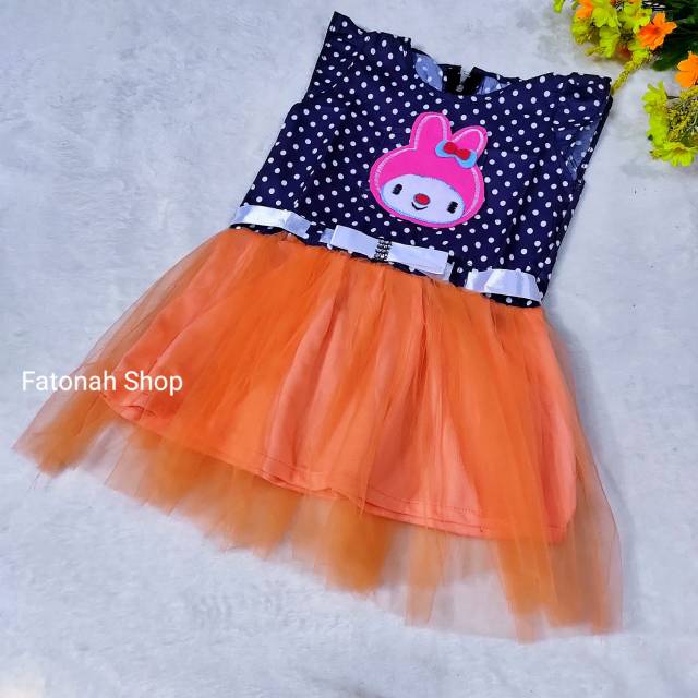 Dress anak cewek 1 2 tahun baju anak perempuan lucu tutu tile ( dress tutul tutu )