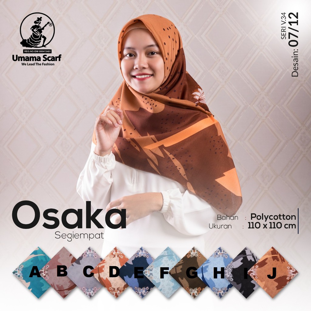 Segi Empat Umama Scarf OSAKA Bebas Pilih Warna dan Motif