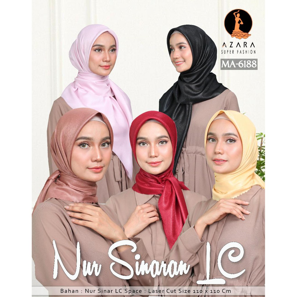 (GROSIR COD) Jilbab Azara luxury NUR sinar glamour Laser Cut kerudung hijab segiempat glowing-1