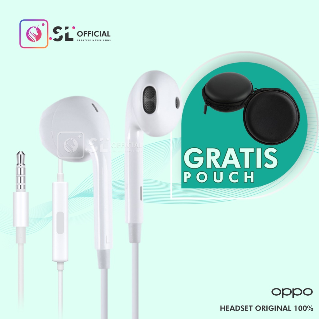 [FREE POUCH] HEADSET OPPO ORIGINAL CABUTAN F9 F7 R11 R9 R9S R17 R7