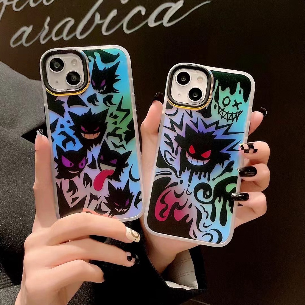 LASER GRADIENT PHONE CASE FOR CASE IPHONE 14 13 12 11 PRO MAX XR X XS MAX 14 PRO 14 MAX SMALL GHOST ILLUSTRATION ACRYLIC DROP RESISTANT