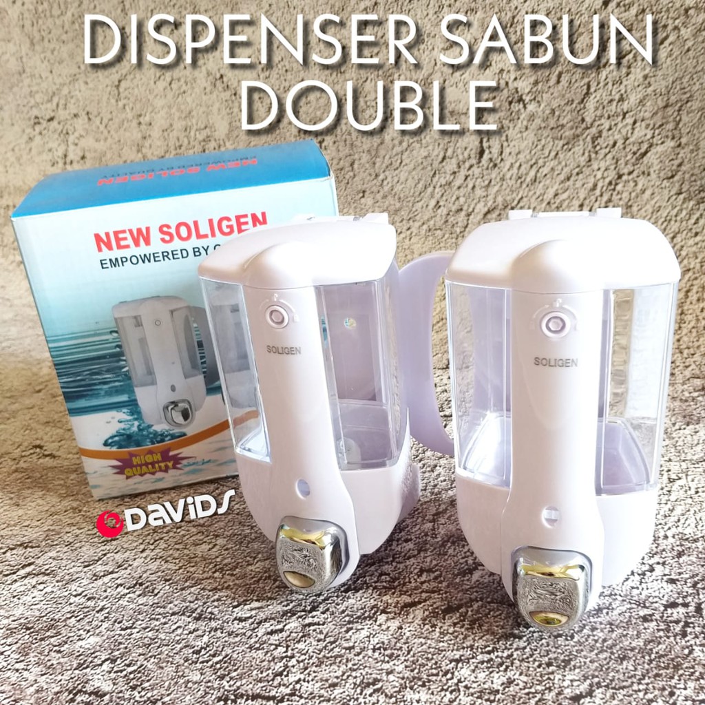 Soligen Tempat Sabun Cair Dinding Tempel Soap Dispenser Mandi Cuci Shampo Sampo Double