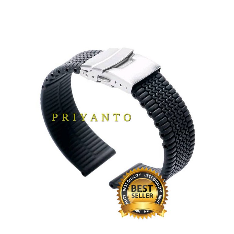 Tali Rubber Strap Jam tangan Watch karet 20 22 24 mm hitam