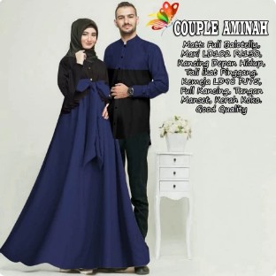 Baju Couple Lebaran Suami Istri Motif Polos/Baju Sepasang Kekasih Cp Aminah