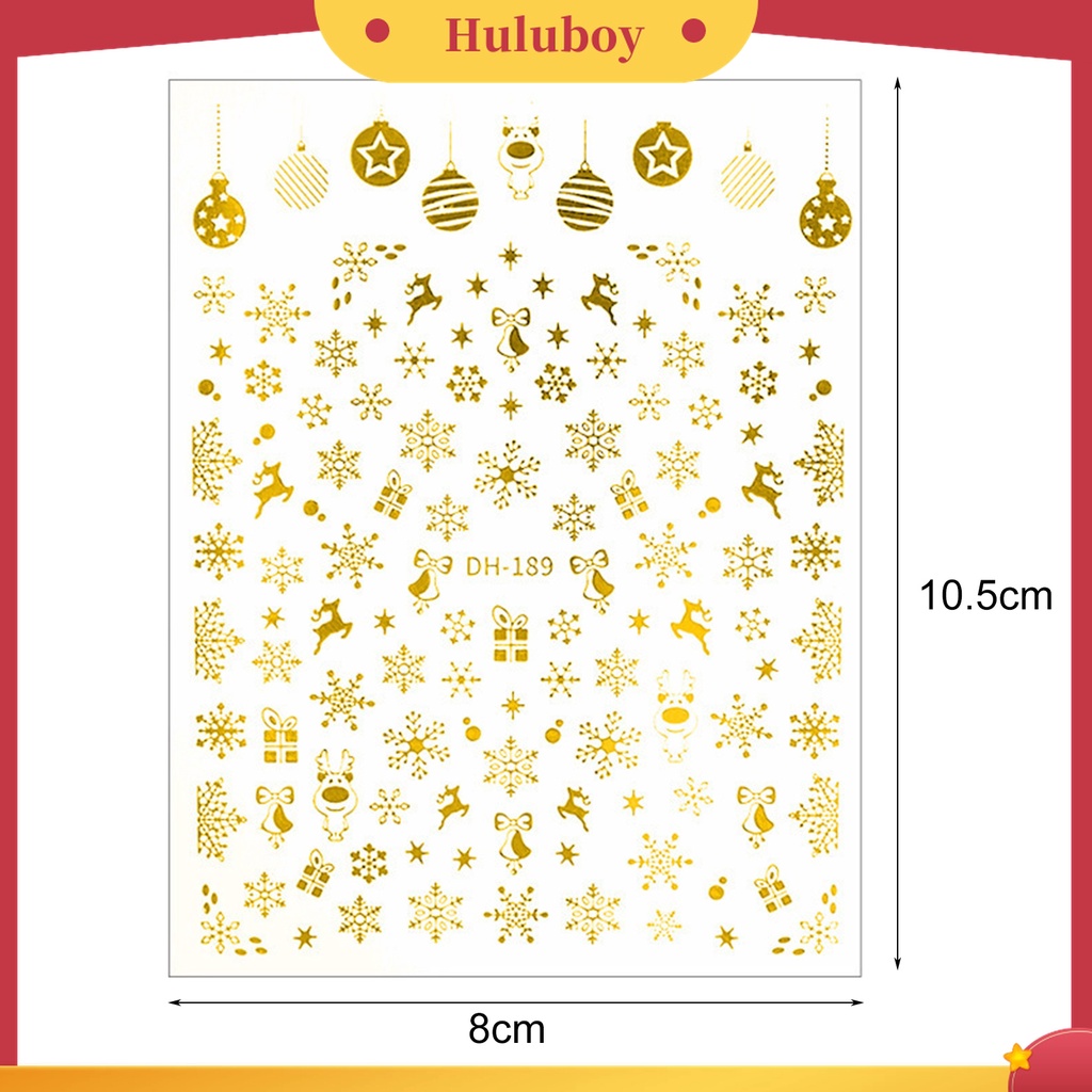 Huluboy Huluboy♡ Stiker Kuku 3D Motif Snowflake Natal Untuk Dekorasi Nail Art