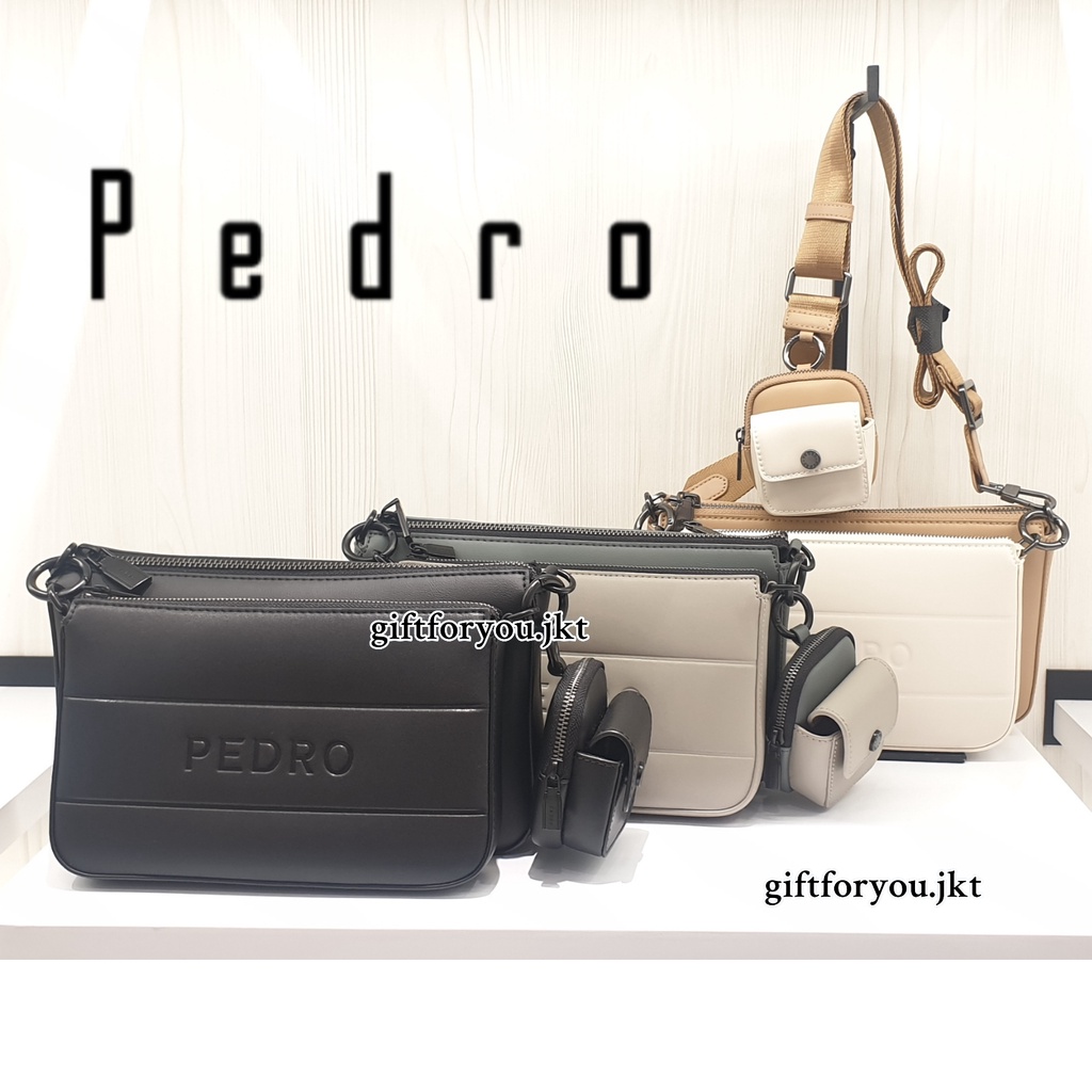 Tas Pria Pedro Original Frank Sling Bag With Earphone Holder Man Tas Selempang Casual