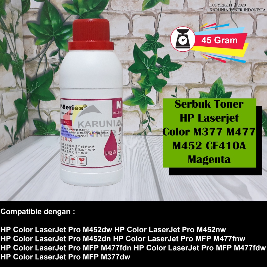 Serbuk Toner Printer HP Laserjet Color M377 M477 M452 CF411A CF413A CF412A CF410A 45 Gram