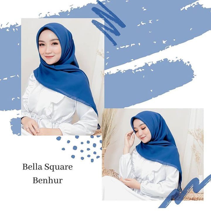 HOT PROMO✅ [JNT] [SICEPAT] BELLA SQUARE BIRU/ Bella Square 40 Warna Hijab Segiempat / Daily Hijab Be