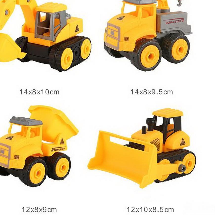 ۩ 4pcs DIY Mobil Konstruksi Traktor Buldozer Beko Mainan Anak Laki Laki ♦