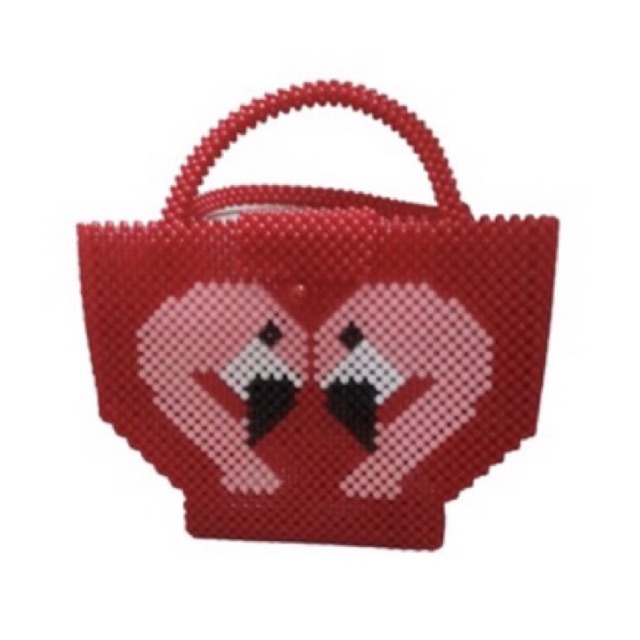 Flamingo Beads Bag / tas mote bergambar bangau  flamingo ( bisa custom warna) kekinian ootd