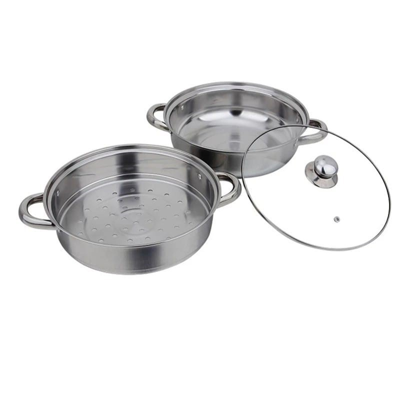 Grosir - H873 Panci Kukus 2 Tingkat / Set Panci Steamer Stainless 2 in 1 / Cookware / Panci Stainles